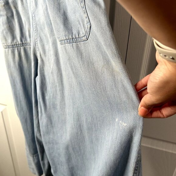 Sea New York Dakota Blue Cotton Smocked Wide Leg Crop Jumpsuit Women's Size 6 - Picture 13 of 14